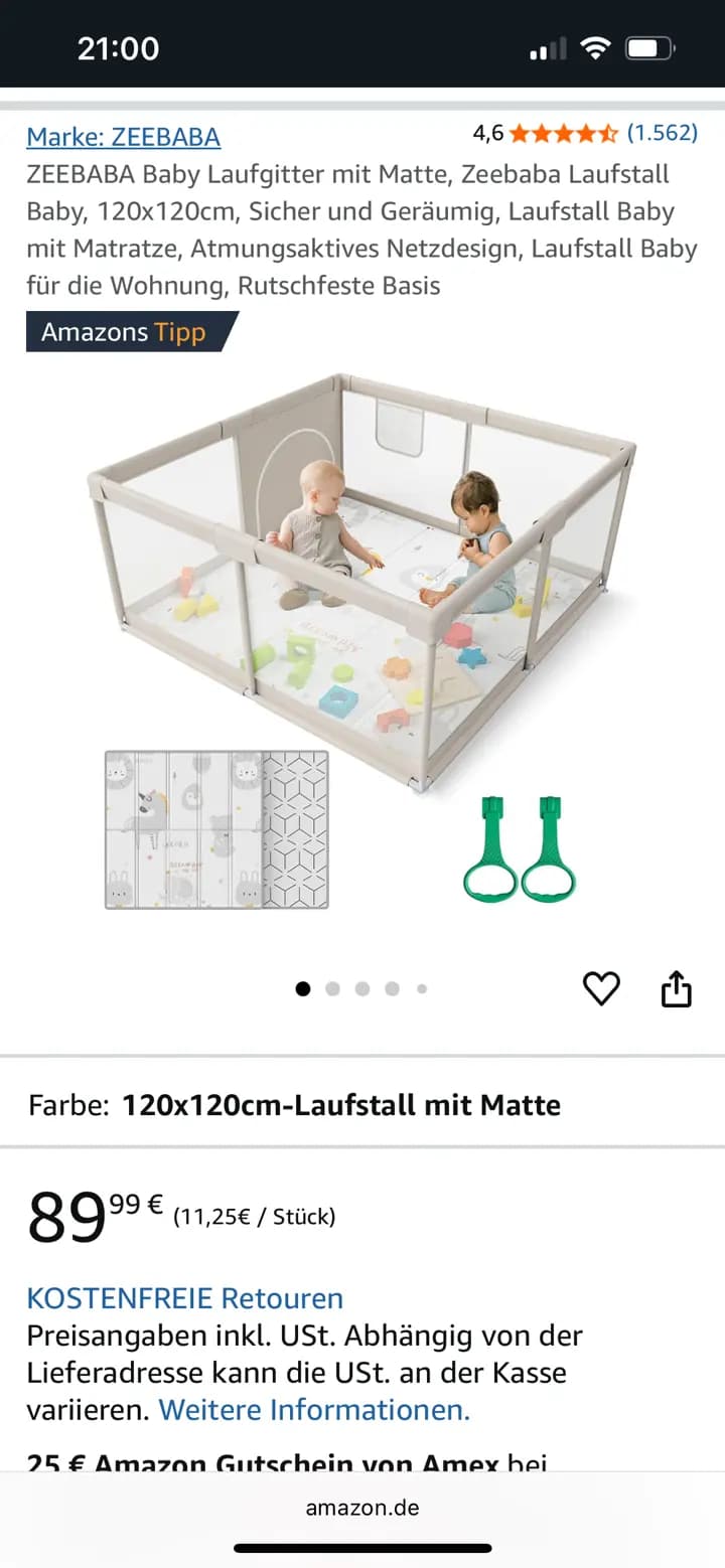 Laufstall 아기놀이울타리 120*120cm