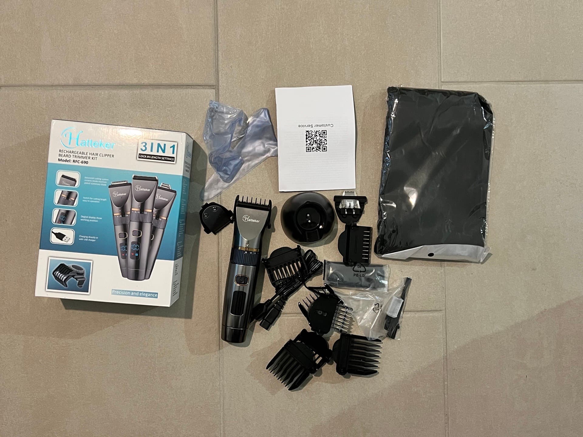 Hatteker 3-in-1 바리깡 + 미용 도구 세트