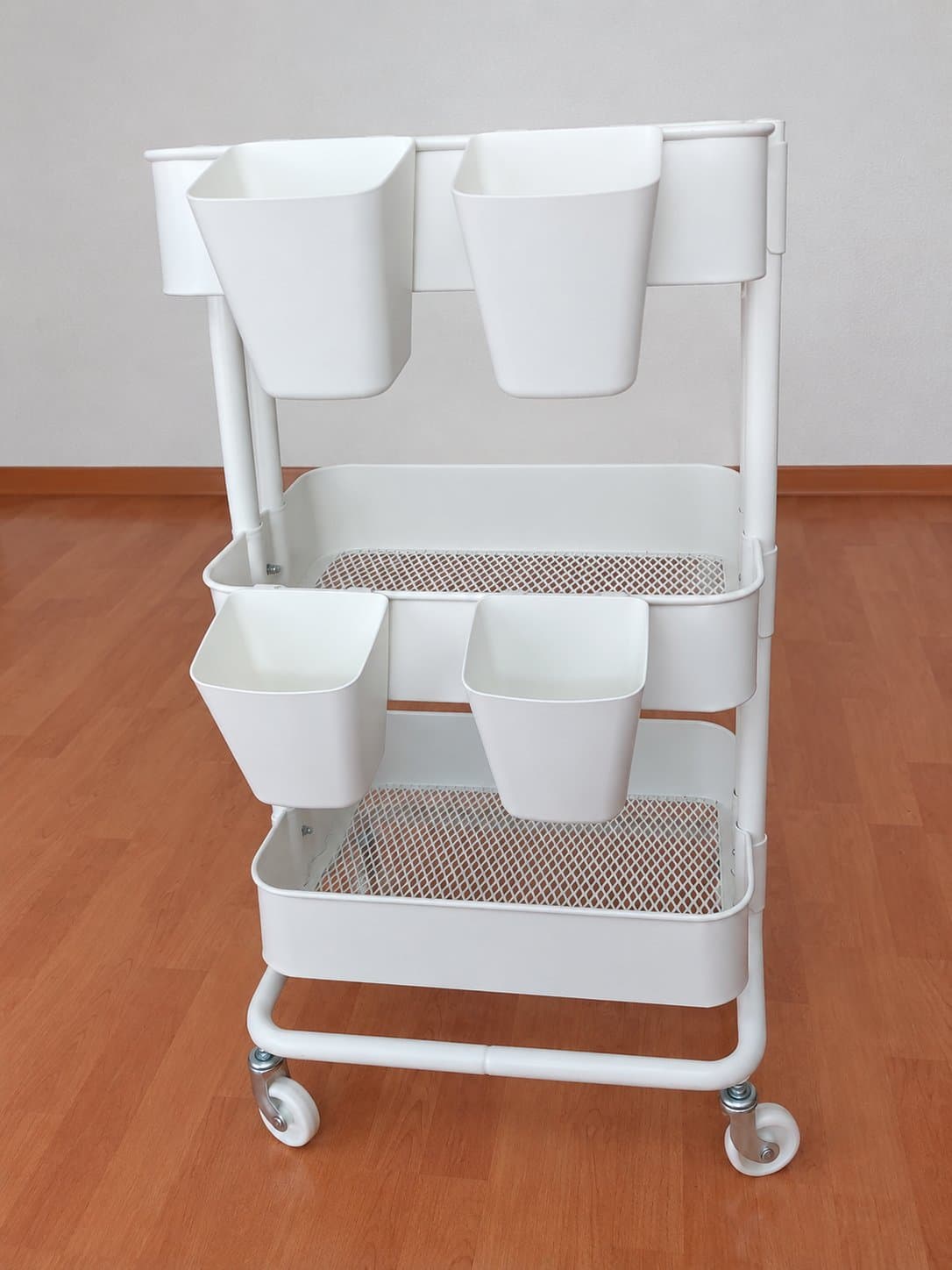 이케아(IKEA) 3단 철제 트롤리 + 수납 컵 4개